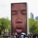 One of the many faces of Crown Fountain. Picture was taken seconds before it squirts water "from the mouth."