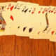 A crooked set of cards laid out. 