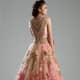 Peach-and-pink feminine, flowing and voluminous gown-type lehenga