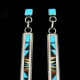 Zuni silver inlay earrings.  Turquoise, coral, jet, and mother of pearl stones.