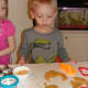 Yummy fun with cutting shapes out of the edible playdough.