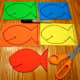Draw and cut out fish shapes on foam sheets.