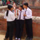 Schoolgirls in Nepal wear trousers.