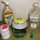 The materials to make a tornado in a jar.