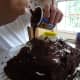 Drizzle icing onto the cake.