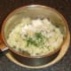 Pollack, chives and garlic are added to mashed potato