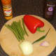 Vegetables and spices for curried fish soup