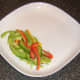 Sliced bell peppers bed for pollack