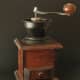 An old-fashioned coffee grinder.