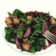 Enjoying kangaroo, peach and pomegranate salad