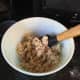 The crust mixture, prior to being placed in the pie dish.
