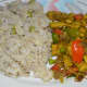 I served baby corn stir-fry with cumin brown rice.