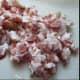 Raw bacon sliced into small pieces