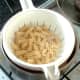 Drained fusilli pasta