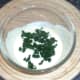 Chopped spinach is added to yoghurt