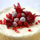 Bourbon Pumpkin Cheesecake with Sugared Cranberries