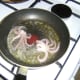 Squid tentacles are fried in butter