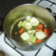 Vegetables are briefly sauteed in olive oil