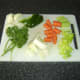 Vegetables chopped in readiness for making stock.