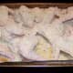 Mix the dry ingredients, coat the chicken with melted butter and dip the chicken in the dry crumbs to coat.