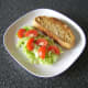 Toast is plated with salad