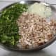 Shallot, coriander, mushroom and onion chopped