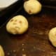 When chilled, with your hands, roll the dough into little balls, about 1-2&quot; round.  Bake in oven at 350 for about 15 minutes or until the cakes just start to brown.