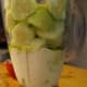 Layer all ingredients for cucumber soup into the blender.