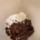 Step 1: Put 1/2 cup cream, 2 tablespoon, butter and 1 package of chocolate chips in bowl. Microwave 1 minute and stir.