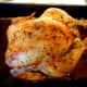 Our roast chicken straight out of the oven.