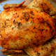Our finished lemon and herb roast chicken.