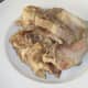 Cooked rabbit and lamb removed from stew