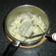 Potatoes are mashed with butter