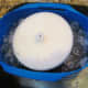 Step 5.1: Add rock salt and ice outside of the metal freezing unit in alternating layers. I use an ice to salt ratio of about 3:1.