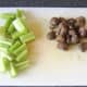 Prepared celery and chestnuts for soup