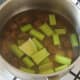 Celery and chestnuts are added to turkey stock
