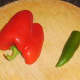 Red bell pepper and green chilli pepper for rice