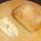Ciabatta bread roll and Stilton cheese