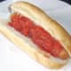 Tomato sauce on hot dog