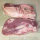 The top brisket shows the fat layer and the bottom one is the less fatty reverse.