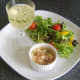 Jellied conger eel with green chilli and smoked paprika served with white wine and simple salad