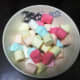 A small pack of colorful marshmallows.