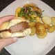 Tucking in to ostrich steak sandwich with Marrakesh sauce
