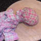 Water is squeezed out of potato in tea towel
