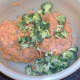Broccoli mini florets added to meatloaf mix
