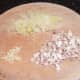 Finely chopped, onion, mushrooms and garlic