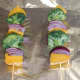 Broccoli skewers ready for grilling