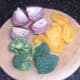 Vegetables prepared for skewers