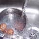 Hard boiled eggs are cooled quickly