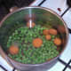 Simmering carrot and peas